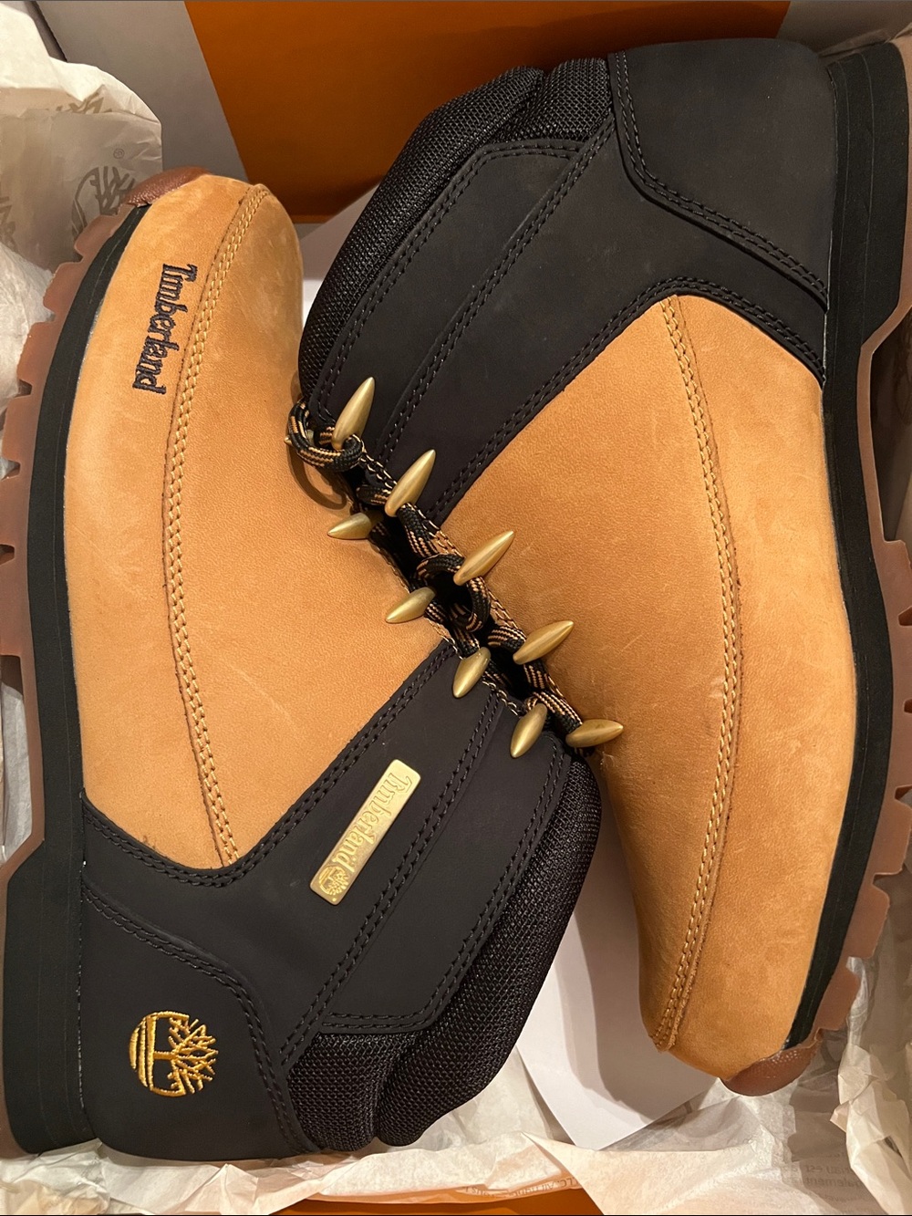 Timberland Wheat and Black Waterproof Lace-Up Boots